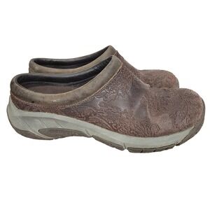 Merrell Encore Frill Clogs Womens 8‎ Brown Tooled Leather Comfort Slip On Shoes